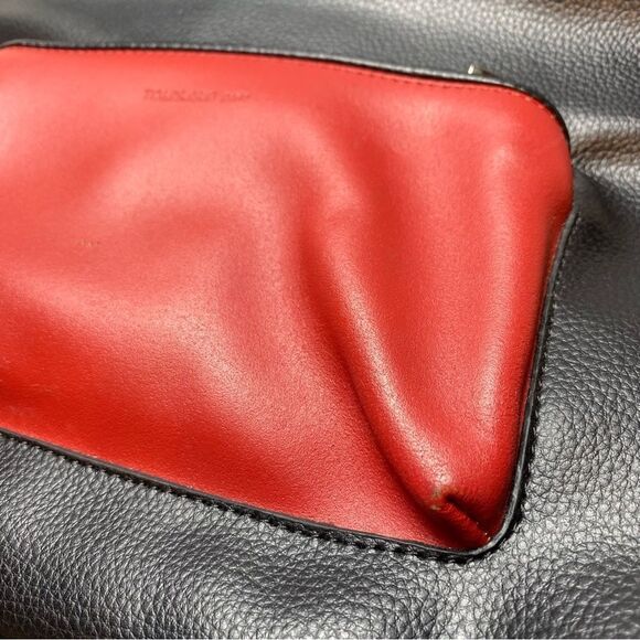 Tolblanc Black and Red Leather Convertible Shoulder Bag to Backpack Bag - Picture 8 of 14